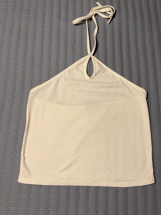 gaze Tops - Cream Ribbed Tank Top small